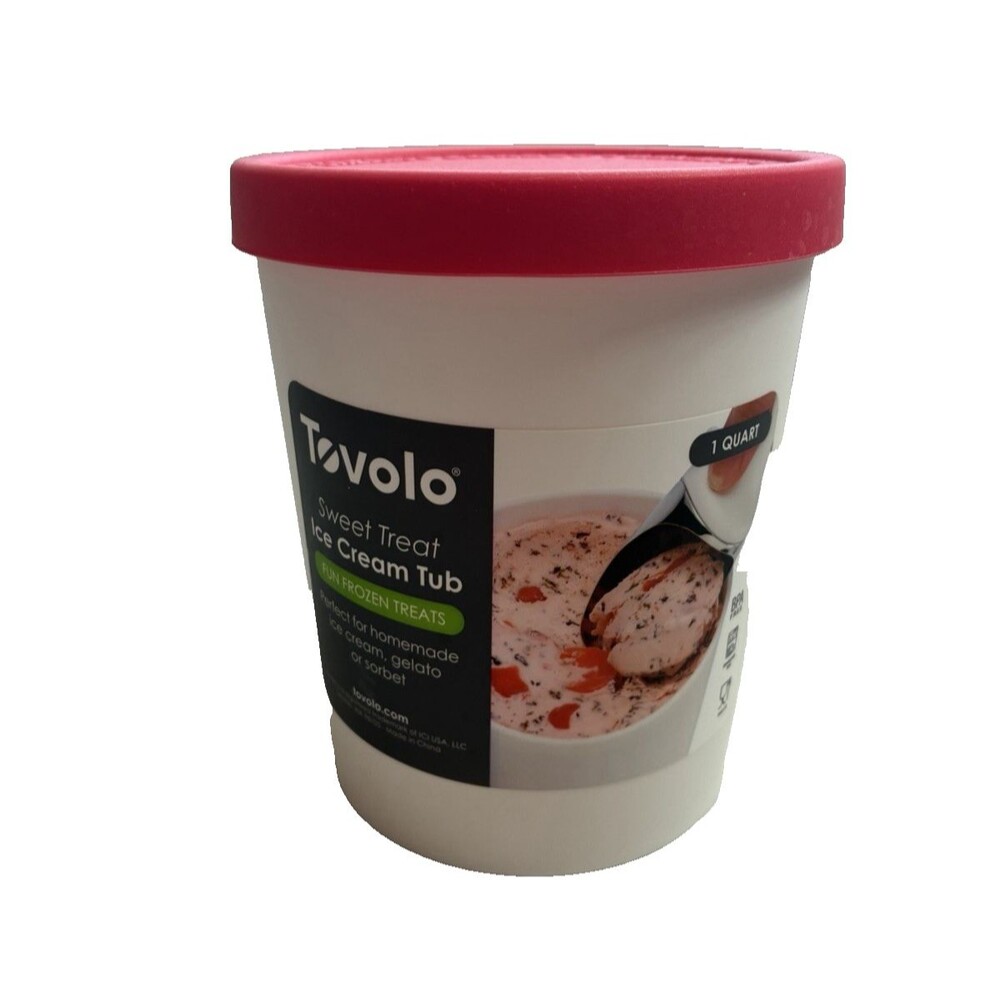 Tovolo Sweet Treat Ice Cream Tub Dark Pink Lid 1 Quart Container Gelato Sorbet